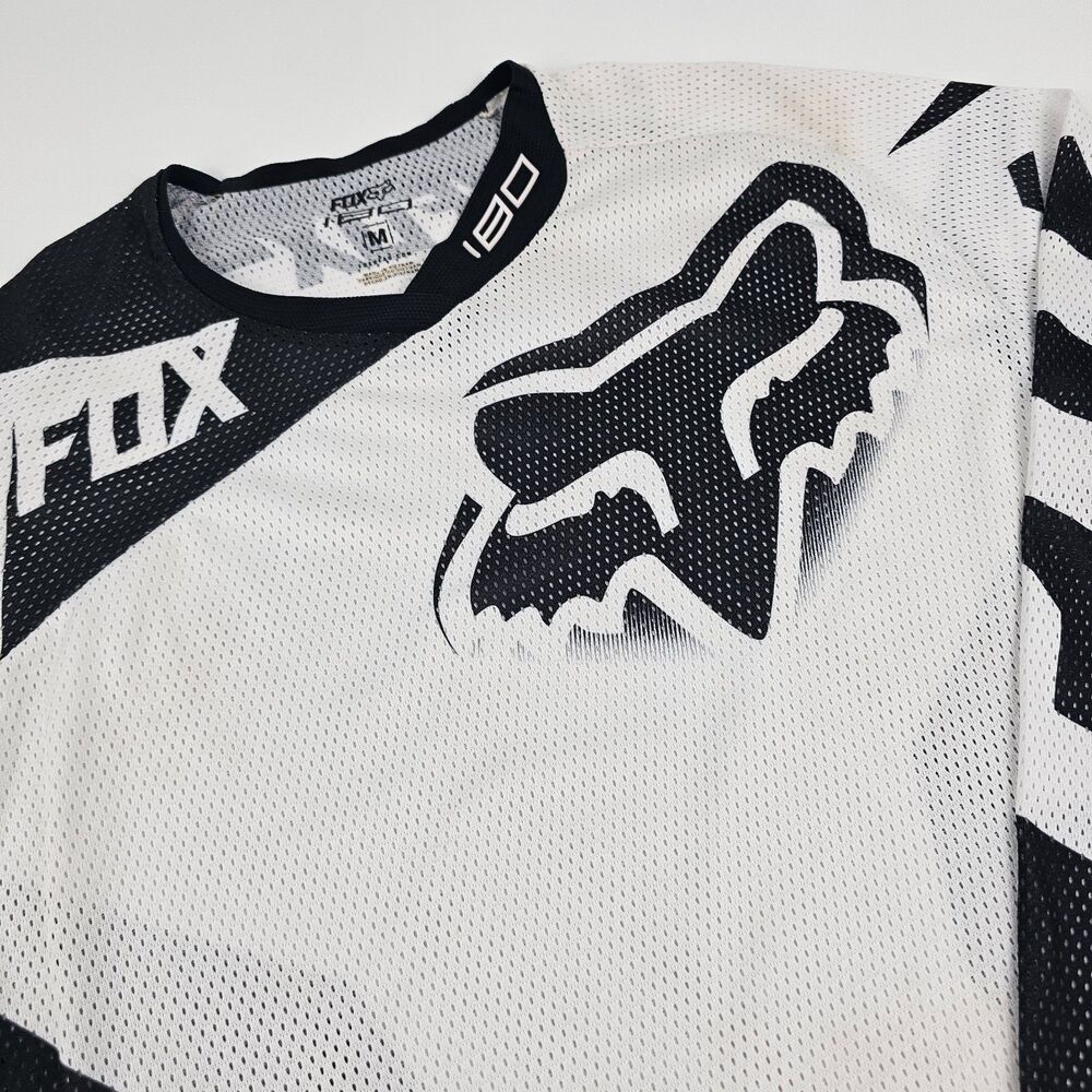 Fox Racing 180 Motocross Jersey Mens M Black White MX Dirt Bike ATV Off Road